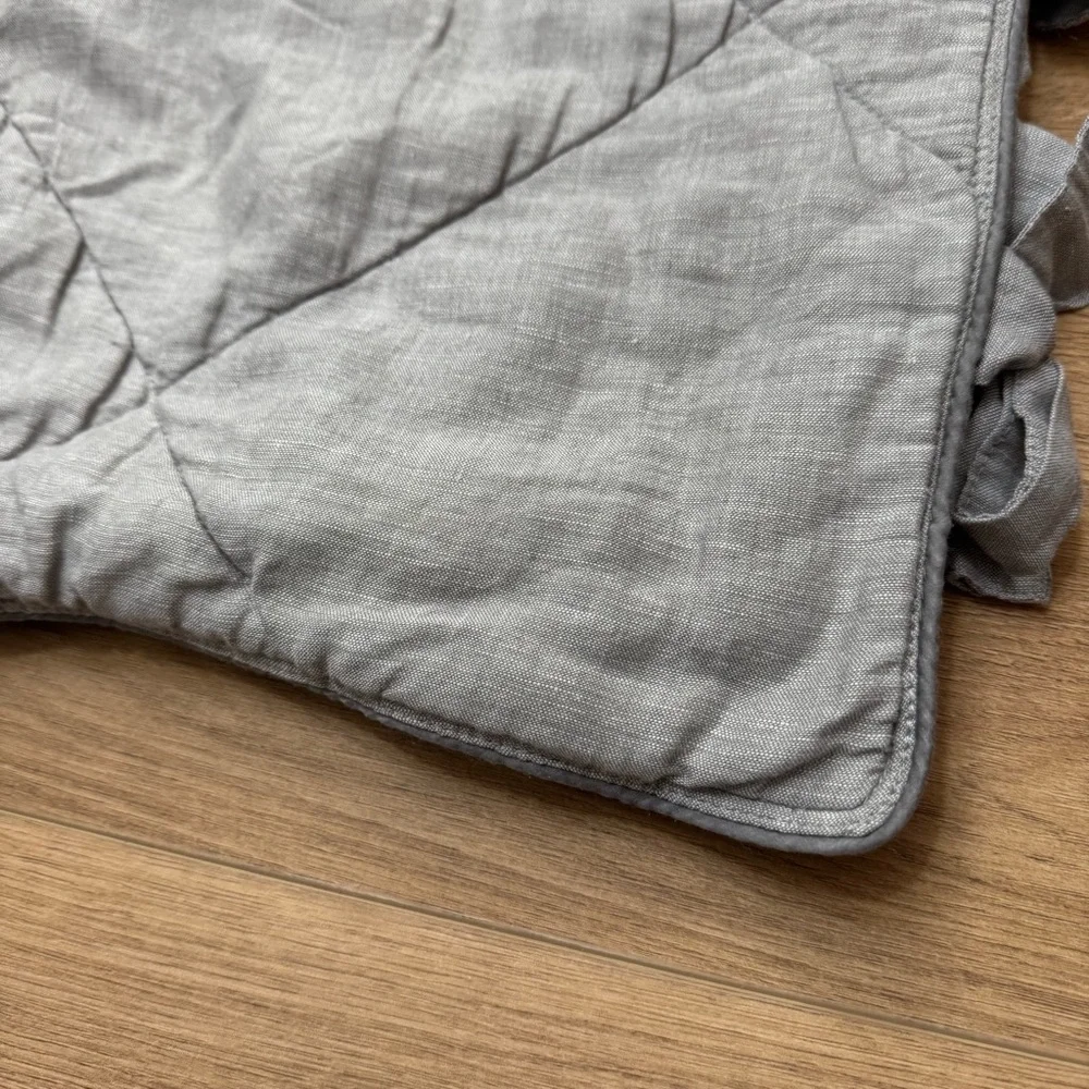 Pottery Barn Quilted Linen Cotton Silk Euro Pillow Sham